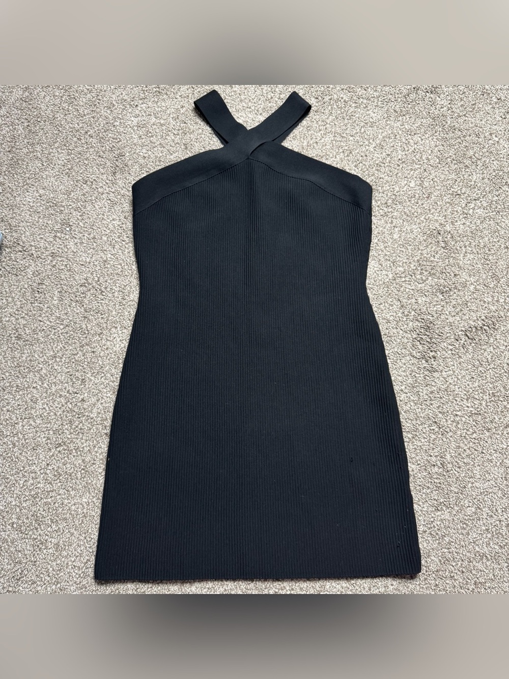 Black Ribbed Halter Neck Mini Dress